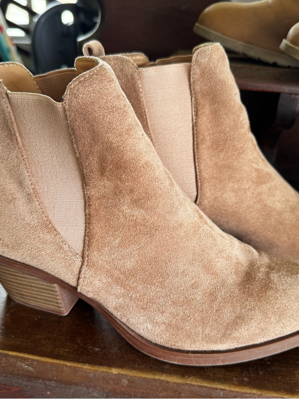 Suede Chelsea Ankle Boots in Light Brown - Women